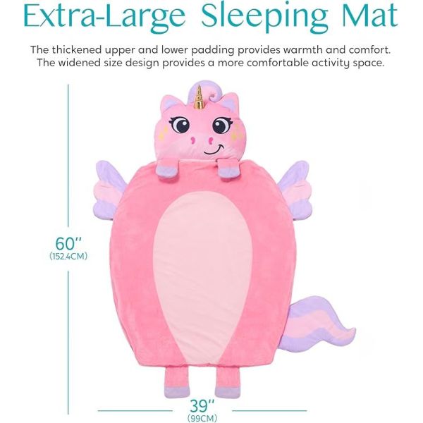 Pink Unicorn Toddler Nap Mat with Pillow & Blanket 60