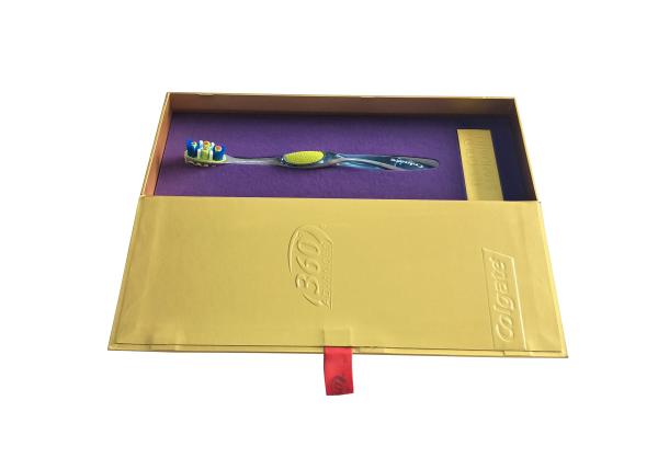 Matte Lamination Paper Gift Box Matte Gold Thick Cardboard Toothbrush Packaging