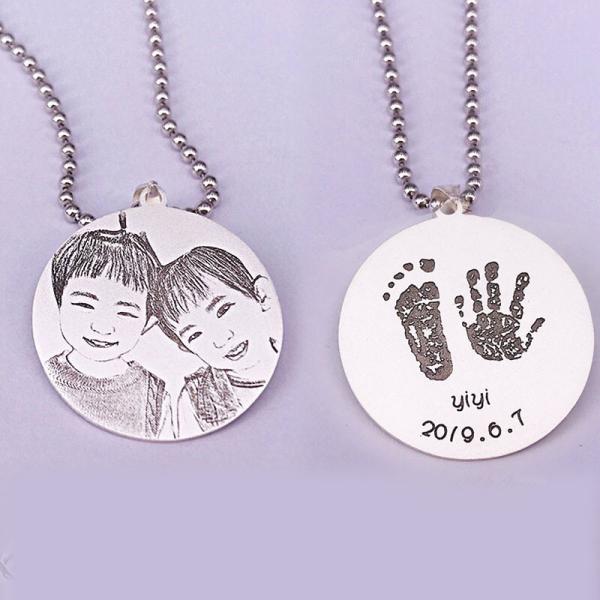 ожерелье изображения ожерелиь 0.11oz 0.98in изготовленным на заказ серебряным выгравированное парнем