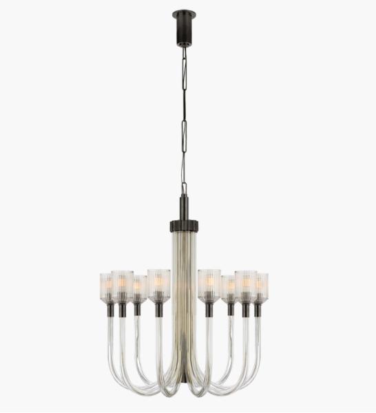KW 5401 Reverie Medium Single Tier Chandelier Brass / Polished Nickel / Bronze With Clear Ribbed Glass