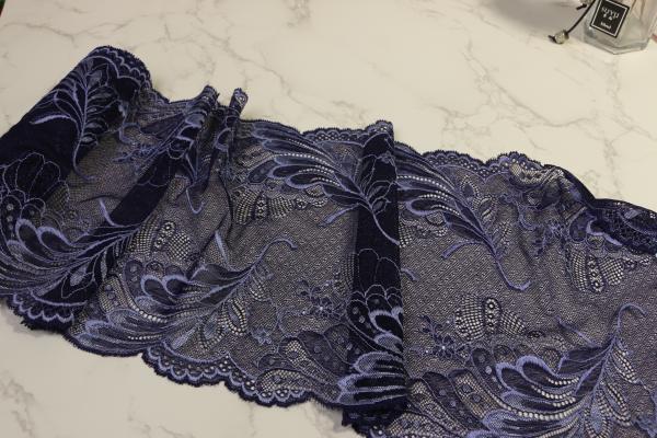 Navy Blue Lingerie Lace Trim 8.85in Width For Multiapplication
