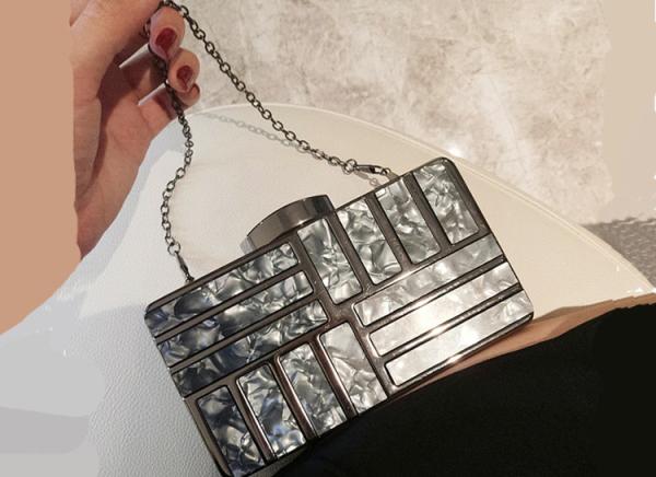 Marbling banquet bag European and American fashion dinner bag lady's handbag acrylic bag lady's clutch