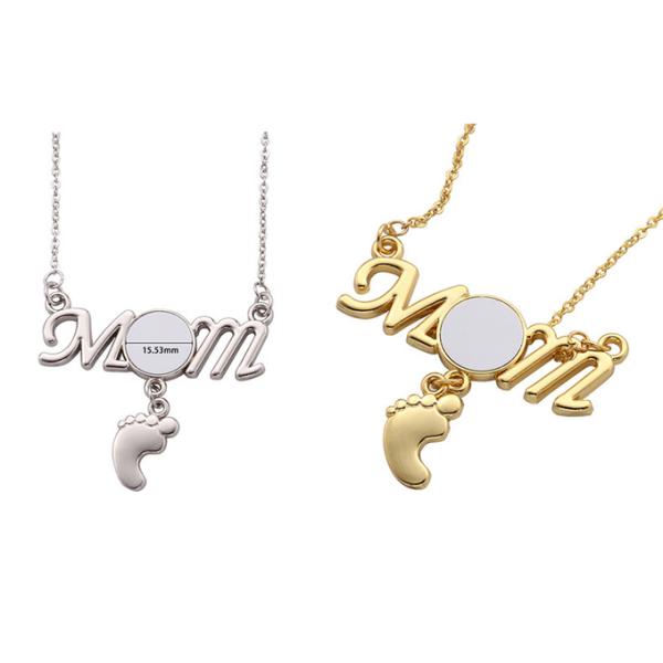 Regalo para el Día de la Madre Collar de sublimación Collar de huellas Collar personalizado Collar para mamá y bebé