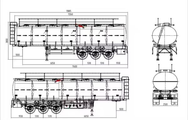 3 Axles Steel Petrol Skeleton Gasoline 50000 Liters Fuel Tank Semi Trailer