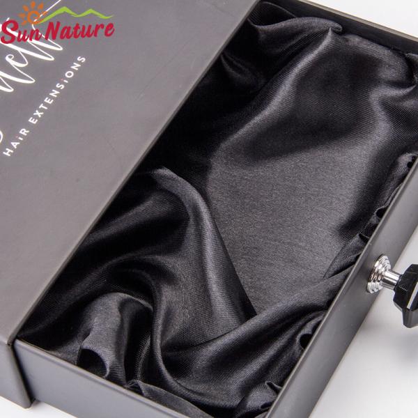 Custom Hair Packaging With Ribbon Black Luxury Wig Packaging Paper Gift Box Unique Hair Extension Packaging