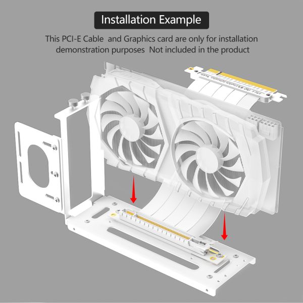 Vertical GPU Mount Bracket with 2 Slots and Durable Metal Construction for eGPU Dock in White