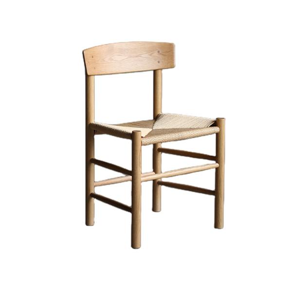 Silla de comedor de madera maciza con respaldo redondo bajo Silla de ratán con concepto de diseño moderno y tradicional