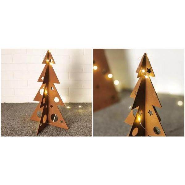 Рождественские елки металла Corten украшений сада твердые ржавые со светом СИД