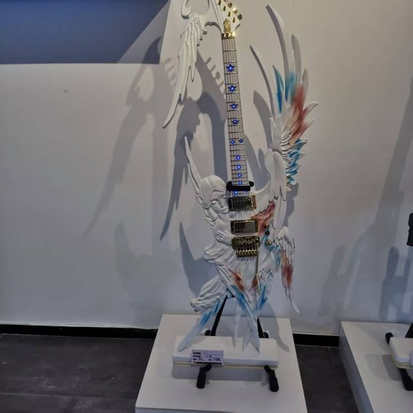 Custom Handcarved Angel Electric Guitar in White with LED Light, ONLY ONE IN STOCK