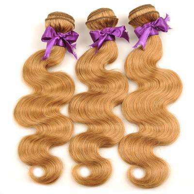 O cabelo não processado 3 da onda do corpo da extensão #27 do cabelo do Virgin empacota com fechamento