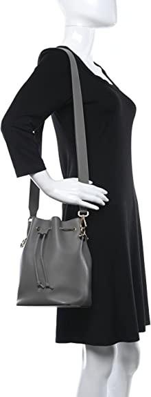 Grey Fendi Mon Tresor Bag 8BT298 Calfskin Leather Bucket Bag