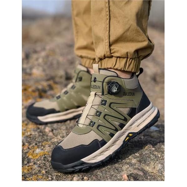 Botas de excursión de cuero ligeras para hombres Impermeables zapatillas de montaña al aire libre