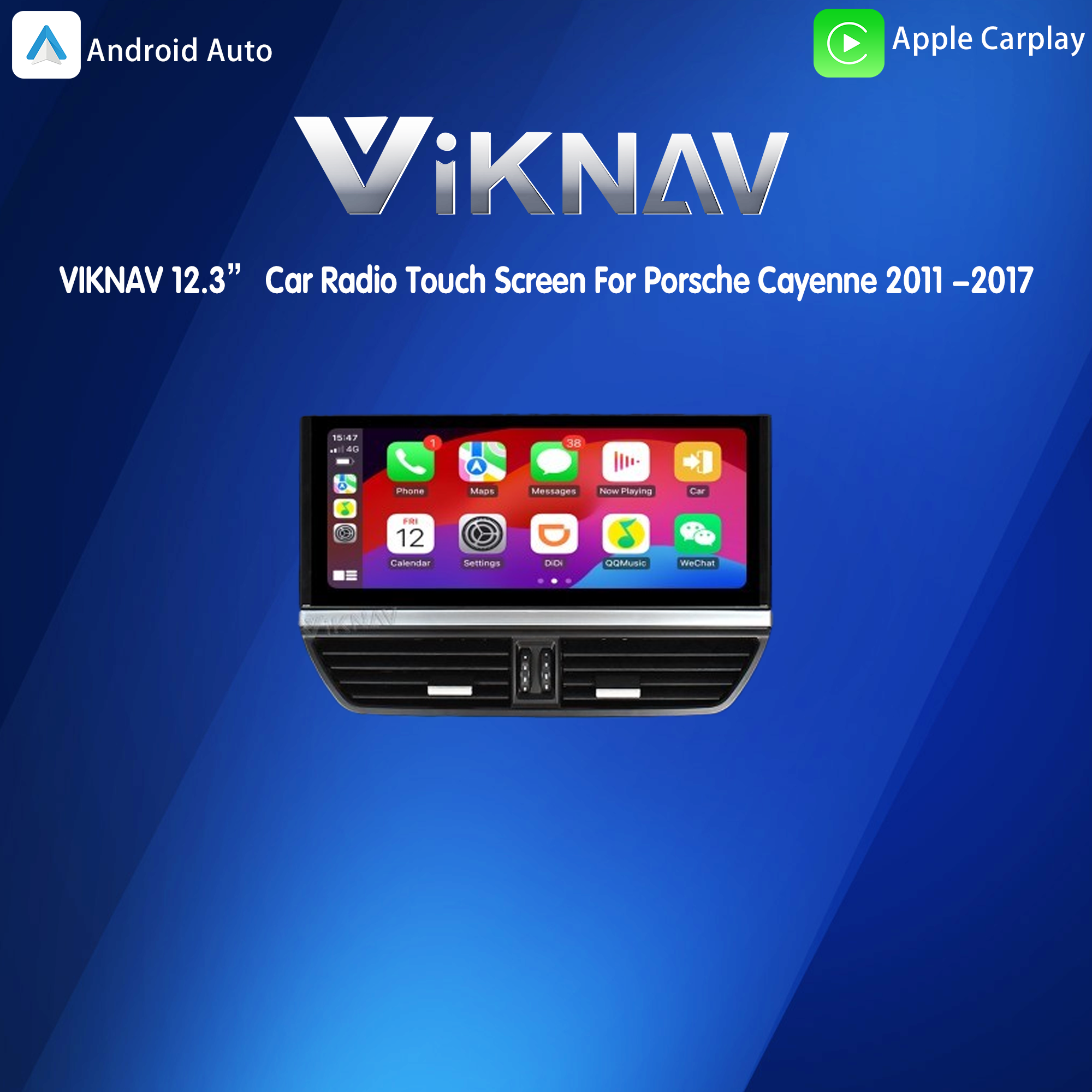 VIKNAV 12.3  Автомобильное радио с сенсорным экраном для головного блока Porsche Cayenne 2011 - 2017