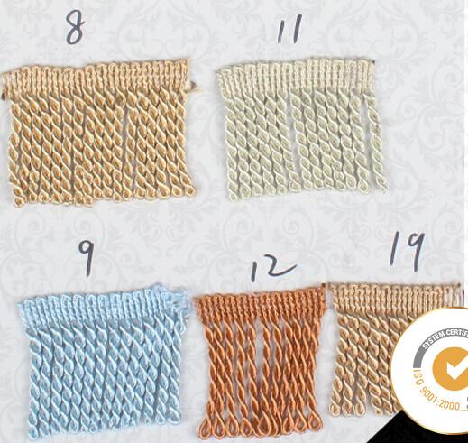 6.5cm polyester tassel long curtain fringe trim, water soluble 100% polyester fringe trimming for curtain