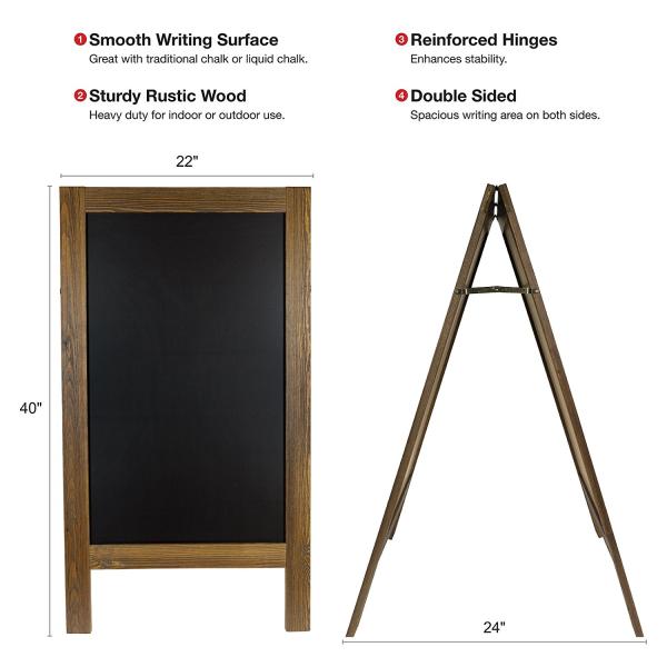 Handcrafted Rustic Wooden Frame Portable Blackboard With Stand Convenient and Portable