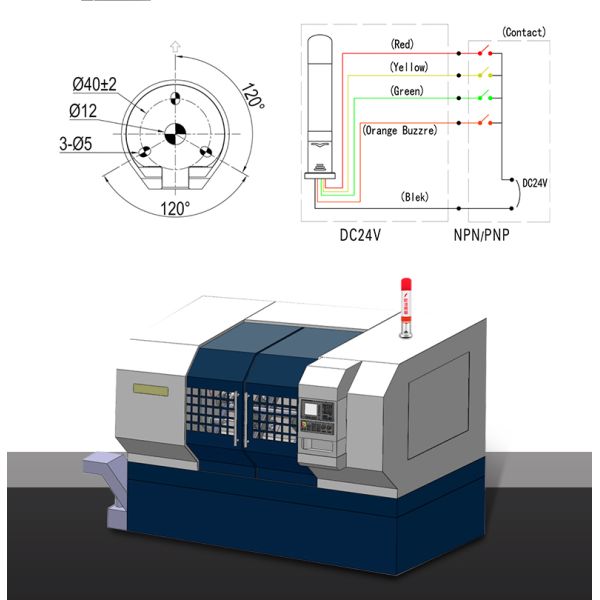 Luz de torre de señal de lámpara de torre de máquina personalizada tipo plegable tricolor
