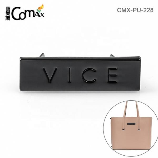 Handbag Hardware Customization Metal Label with Engraved Logo Gunmetal Tag by Comax