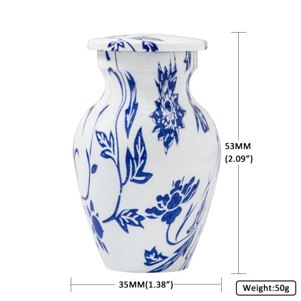 Pet Ashes Urn Blue Floral Design for Funeral Suppliers