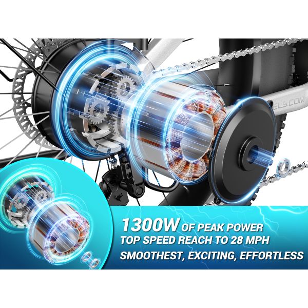 48V 26'' Lightweight Metal Frame Step-Thru City E-Bike 1300W Rear Hub Motor 80km Range Rated Tire for Commuting