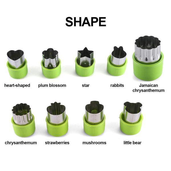 9 Pieces Kids Cartoon Mini Animals Shapes Fruit And Cookie Stamps Mold Vegetable Cutter Set
