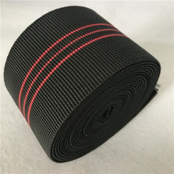 Black color  Sofa Elastic Webbing  50%-60% Elongation With red Lines use for sofa seat