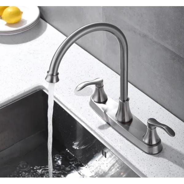 Brass Satin Nickel Black Centerset Kitchen Faucet 8 Inch Two Handle