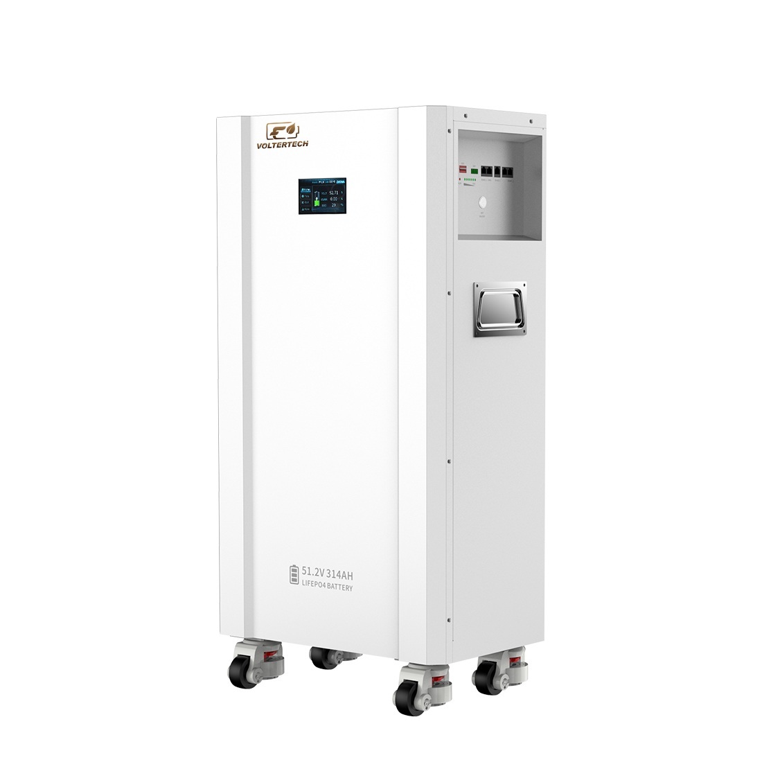 14.34kWh 51.2V 280Ah Tower LiFePO4 Battery With 200A Charge And Discharge