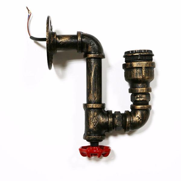 Retro Water Pipe Wall Light Edison Bulb Old Rusty Decoration Light Bulb Wall Lights