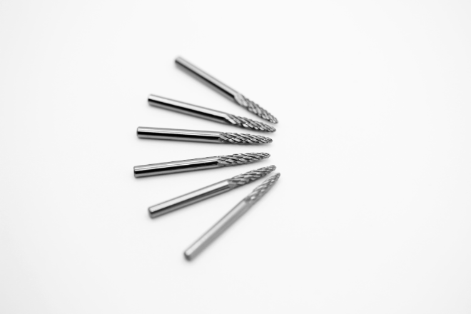Solid Carbide Rotary Burr SF-43, 1/8-Inch Diameter, Tree Shape With Pointed End, Double Cut For Steel