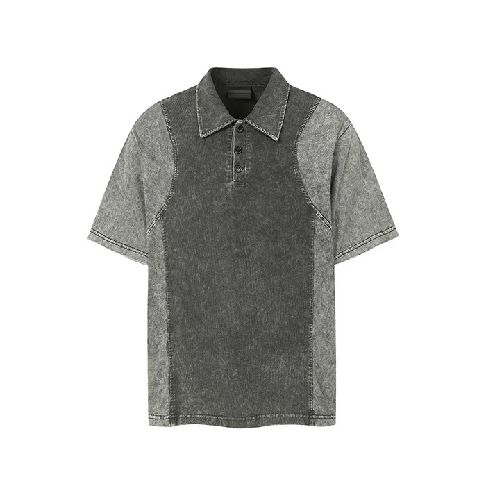 Oversized Men's Custom Polo Shirts 280GSM Color Block Polo Shirt Drop Shoulder