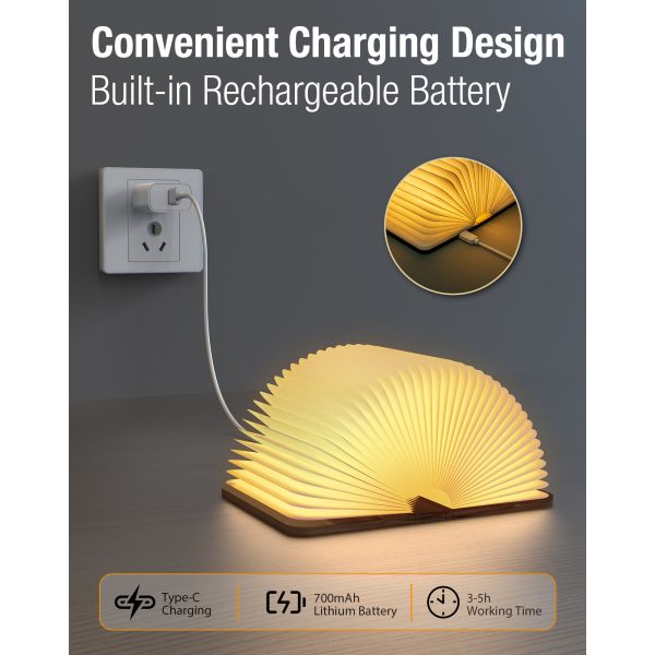 LED Origami Pendant Lamp Paper Craft Night Desk Book Light Wooden