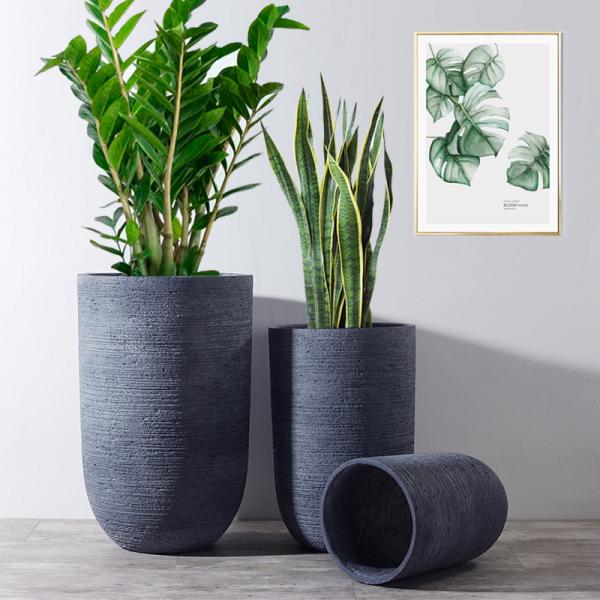 Fiber Grey Clay Flower Pots