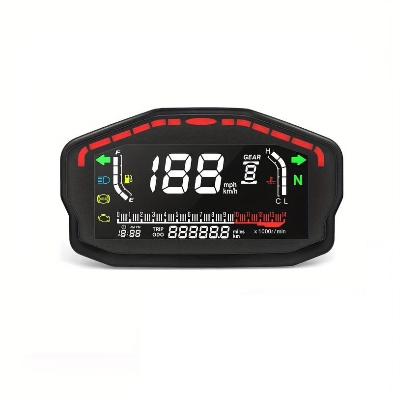 Universal Digital Odometer Tachometer Speedometer Meter for Motorcycle Adjustable Speed Range 1-6 Gears