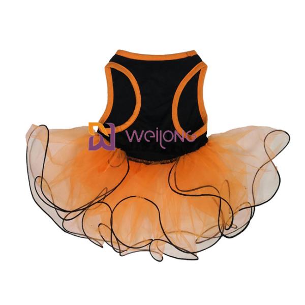 Pumpkin / Skull Tulle Skirt Halloween Pet Dress Bow Decoration CVC Jersey