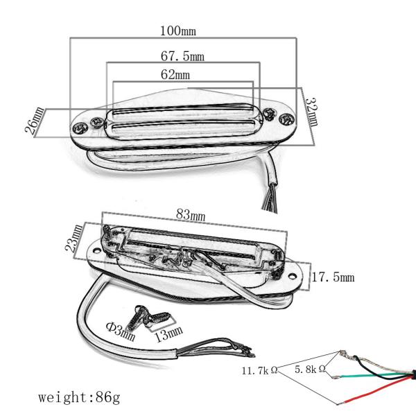 Горячая железная дорога Mini Humbucker Pickup Керамический Хром Желтый Жемчужинный Пикап Кольцо N5.8K/B11.7K