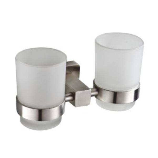 Double tumbler holder83404-Square & Stainless steel 304&Brush,glass &Bathroom&kitchen&Sanitary Hardware