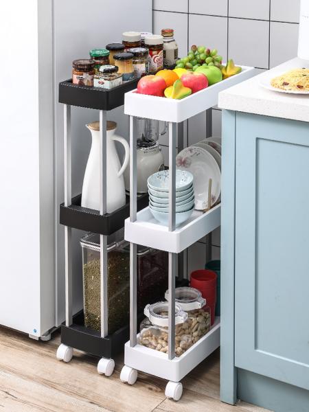 17.8cm Narrow Spice Rack On Wheels Slim Plastic Organizer Shelf