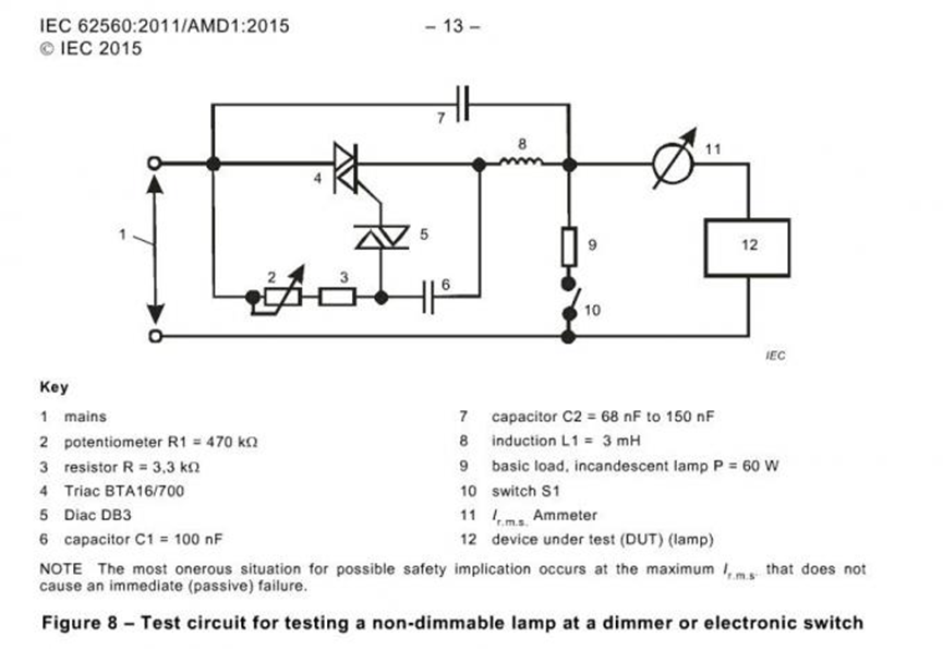 IEC62560 Clause 15 Figure 8 Lamp Testing Equipment for Non Dimmable Lamps Compliance Test
