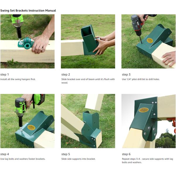 Серебряный финиш Swing Set Bracket со всем монтажным оборудованием Средний бракет