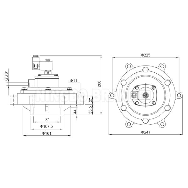 SQP75 3'' TURBO Type Dust Collector Pulse Jet Valve SQP75-IN 220V 110V 24V