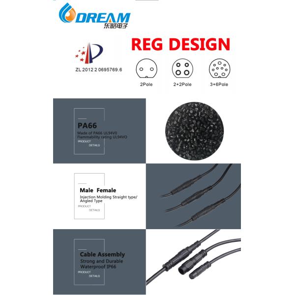 IP66 M12 Ebike 2pin 4pin 9pin 2 4 9 pin Motor Conector de cable impermeable para bicicletas