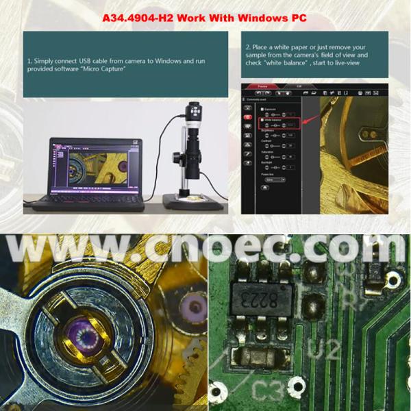 microscopio monocular A34.4904 del usb del HDMI digital de los 3.5M /1080P - H2 se doblan fuente de luz coaxial del LED