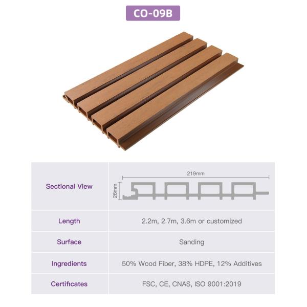 зерно древесины плакирования клена 219x26mm облегченное составное внешнее для здания