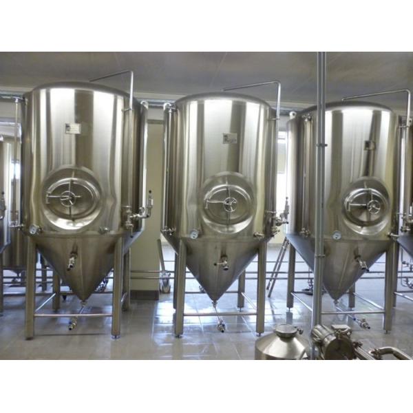 Stainless Steel Cooling Jacket Conical Beer Fermenter , Beer Fermentation Tank