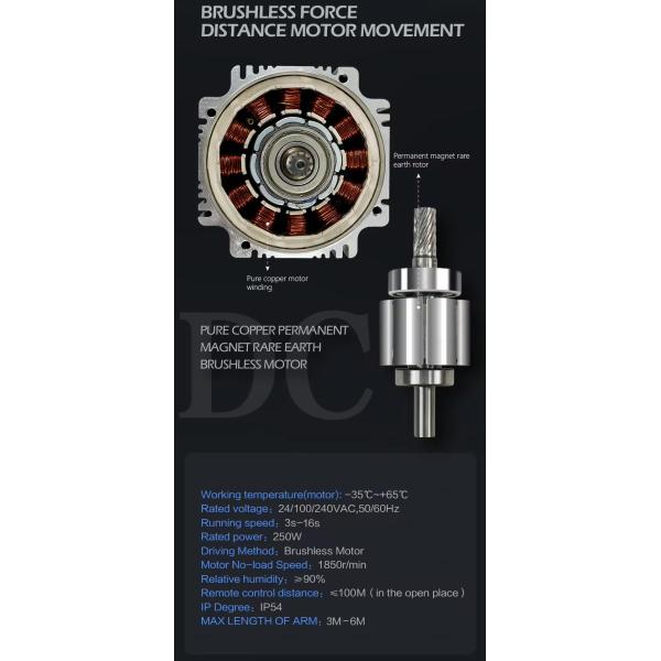 6 метров 24 Вт BLDC Мотор бум ограждение Барьерная дверь 3s до 16s Скорость регулируемая IP 54 степень защиты