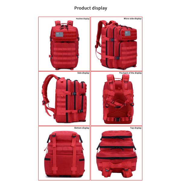 Red Polyester Tactical Travel Laptop Backpack  45L  Outdoor Military Backpack
