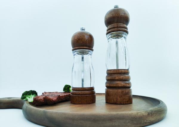 Acrylic And Wood Salt Pepper Mill Grinder Condiment Salt And Pepper Grinder Set