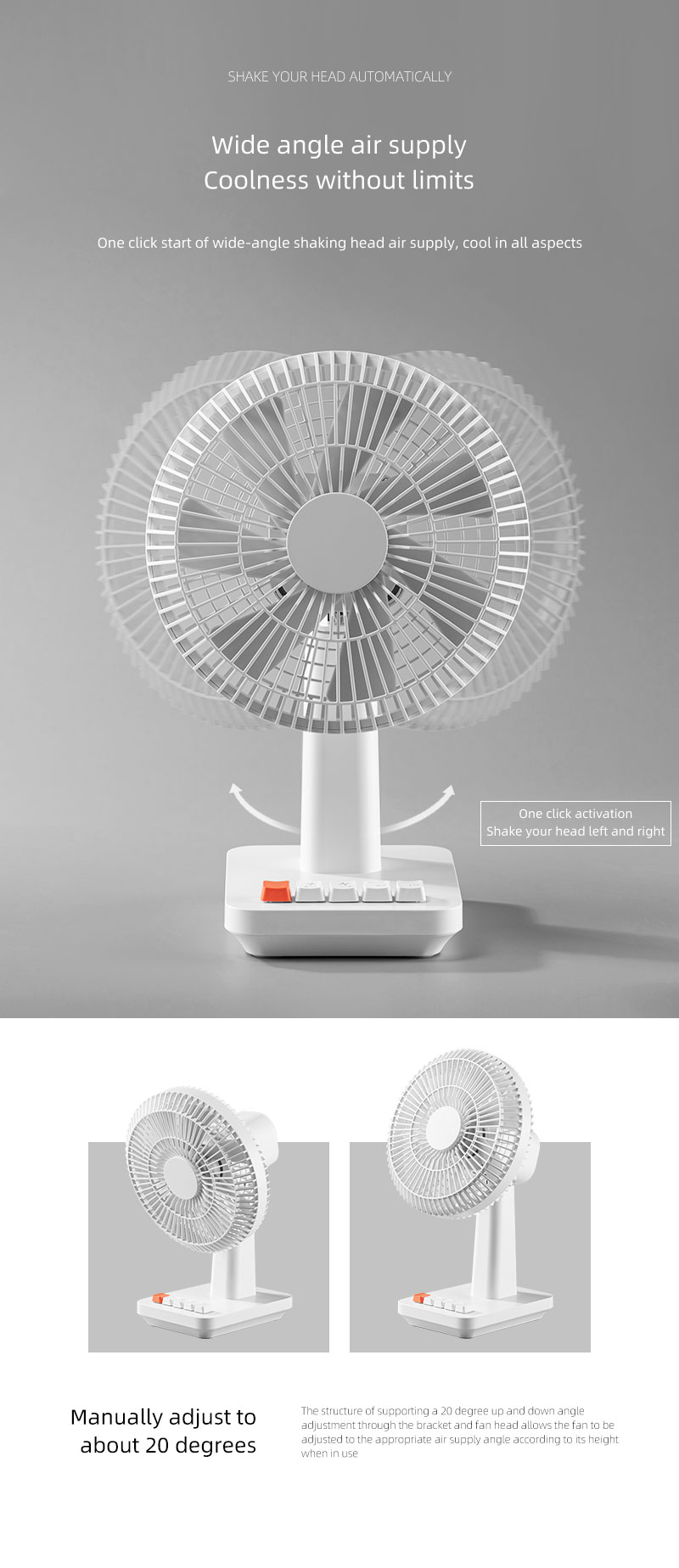 FUSMLI 2025 Usa Wholesale Supply Portable Fan 4000mah Summer Camping Desk Rechargeable Fan with an oscillating head