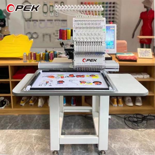 Opek Single Head 12/15 Needles Computer Cap Home Embroidery Machine for Mats and Jeans