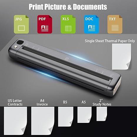 F81 Portable Printer Wireless for Travel, Bluetooth WiFi Inkless Thermal Printers for 8.5 x 11 US Letter & A4 Size, Compatible with Android iOS Phone Mac Windows Laptop for Office & Home